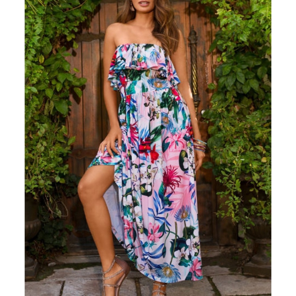 Boston Proper strapless floral maxi dress